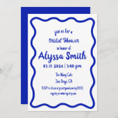 Handgezeichnetes blaues und weißes Brautparty mit Einladung (Vorne/Hinten)