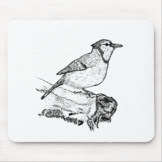 Handgezeichnetes Blauhäher-Stipple-Kunst-Mauspad Mousepad