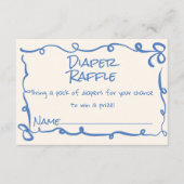 Handgezeichnetes Blue Bow Diaper Raffle Begleitkarte (Vorderseite)
