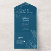 Handgezeichnetes Blumenblau in einer Einladung (Innen Boden)