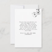 Handgezeichnetes Blumenhochzeitungs-Foto Dankeskarte (Rückseite)