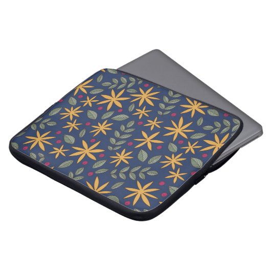 Handgezeichnetes Blumenmuster mit Blätter Laptopschutzhülle (Vorne Oben)