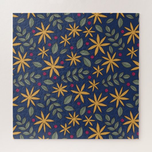 Handgezeichnetes Blumenmuster mit Blätter Puzzle (Horizontal)