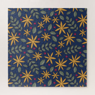 Handgezeichnetes Blumenmuster mit Blättern Puzzle