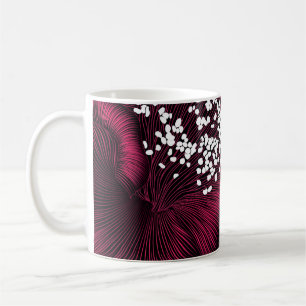 Handgezeichnetes Blumenmuster mit Kamelie-Blume Kaffeetasse