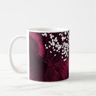 Handgezeichnetes Blumenmuster mit Kamelie-Blume Kaffeetasse