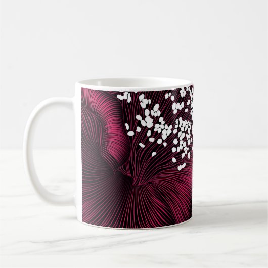 Handgezeichnetes Blumenmuster mit Kamelie-Blume Kaffeetasse (Links)