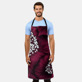 Handgezeichnetes Blumenmuster mit Kamelie-Blume Schürze (Getragen)