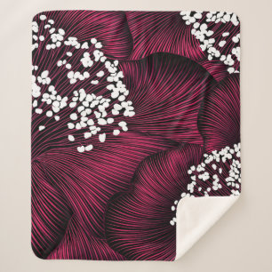 Handgezeichnetes Blumenmuster mit Kamelie-Blume Sherpadecke