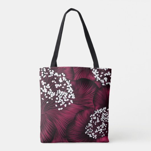 Handgezeichnetes Blumenmuster mit Kamelie-Blume Tasche (Rückseite)