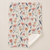 Handgezeichnetes Blumenmuster Sherpadecke (Vorderseite)