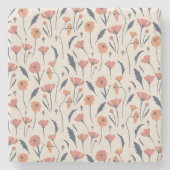 Handgezeichnetes Blumenmuster Steinuntersetzer (Vorderseite)