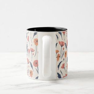 Handgezeichnetes Blumenmuster Zweifarbige Tasse