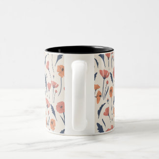 Handgezeichnetes Blumenmuster Zweifarbige Tasse