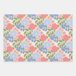 Handgezeichnetes Blumenverpackungspapier  Geschenkpapier Set