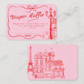 Handgezeichnetes Bonjour Bebe Französisches Rotes Begleitkarte (Vorne/Hinten)