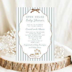 Handgezeichnetes Bonjour Bebe Open House Jungen Ba Einladung