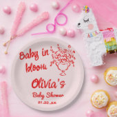 Handgezeichnetes Bouquet-Baby in Blütendusche Pappteller (Party)