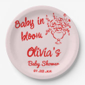 Handgezeichnetes Bouquet-Baby in Blütendusche Pappteller (Vorderseite)