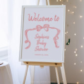 Handgezeichnetes Bow Girl Babydusche Begrüßungsppo Poster