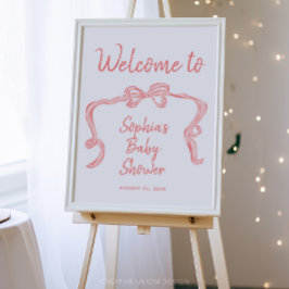 Handgezeichnetes Bow Girl Babydusche Begrüßungsppo Poster