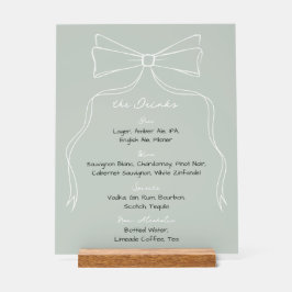 Handgezeichnetes "Bow Sage Green Wedding Bar Drink Acrylschild