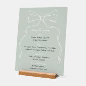 Handgezeichnetes "Bow Sage Green Wedding Bar Drink Acrylschild (Winkel)