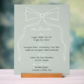 Handgezeichnetes "Bow Sage Green Wedding Bar Drink Acrylschild (Neutral)