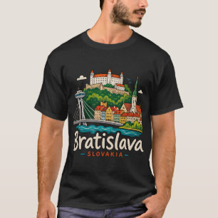 Handgezeichnetes Bratislava Slowakei Reise Kunst W T-Shirt