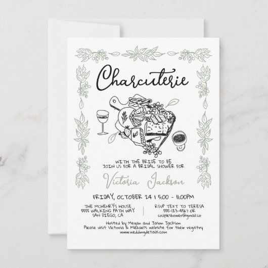 Handgezeichnetes Brautparty Einladung (Vorderseite)