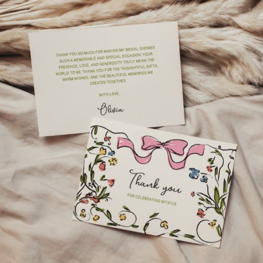 Handgezeichnetes Brautparty für Blumenkiefer Dankeskarte