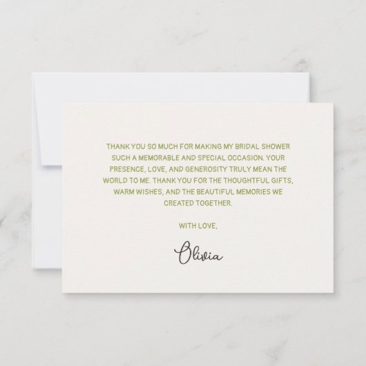 Handgezeichnetes Brautparty für Blumenkiefer Dankeskarte (Rückseite)