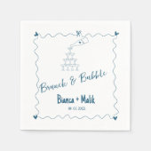 Handgezeichnetes Brautparty für Brunch & Bubble Serviette (Vorderseite)