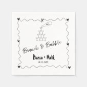 Handgezeichnetes Brautparty für Brunch & Bubble Serviette (Vorderseite)