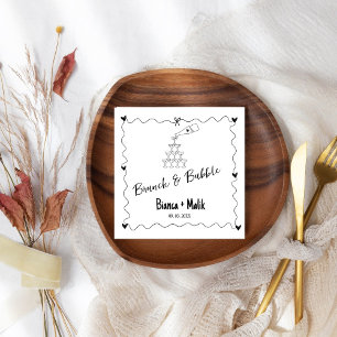Handgezeichnetes Brautparty für Brunch & Bubble Serviette