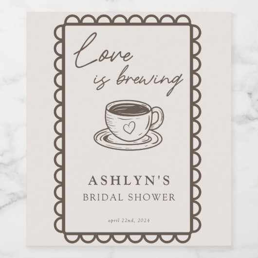 Handgezeichnetes Brautparty Kaffeegewächs Weinetik Weinetikett (Einzelnes Label)