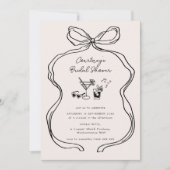 Handgezeichnetes Brautparty mit schwarzem Band Einladung (Vorderseite)