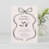 Handgezeichnetes Brautparty mit schwarzem Band Einladung (Stehend Vorderseite)
