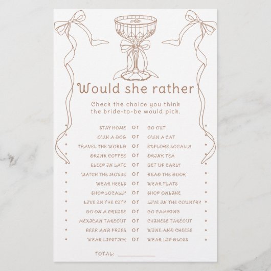 Handgezeichnetes Brautparty Möchten Sie lieber spi (Vorderseite)