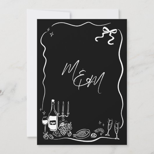 Handgezeichnetes Buch Doodles Braut & Groom Hochze Save The Date (Rückseite)