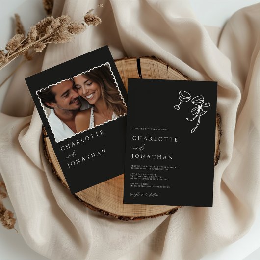 Handgezeichnetes Buch Modernes Foto Hochzeit Einladung