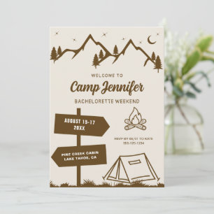 Handgezeichnetes Camp-Bachelorette-Wochenende Einladung