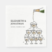 Handgezeichnetes Champagner Probe Dinner Serviette (Vorderseite)