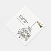 Handgezeichnetes Champagner Probe Dinner Serviette (Ecke)