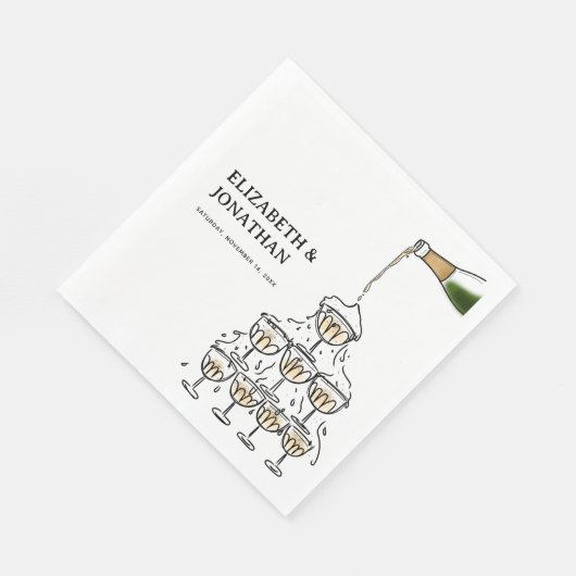 Handgezeichnetes Champagner Probe Dinner Serviette (Ecke)