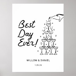 Handgezeichnetes Champagner-Tower Bestes Tagespost Poster