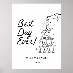Handgezeichnetes Champagner-Tower Bestes Tagespost Poster