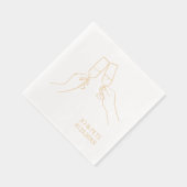 Handgezeichnetes "Cheers" Champagner Personalisier Servietten Mit Folie (Rechts)