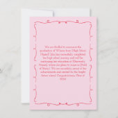 Handgezeichnetes Chic Pink & Red Foto 2024 Abschlu Ankündigung (Rückseite)