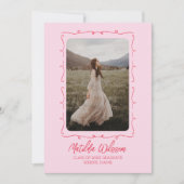 Handgezeichnetes Chic Pink & Red Foto 2024 Abschlu Dankeskarte (Vorderseite)